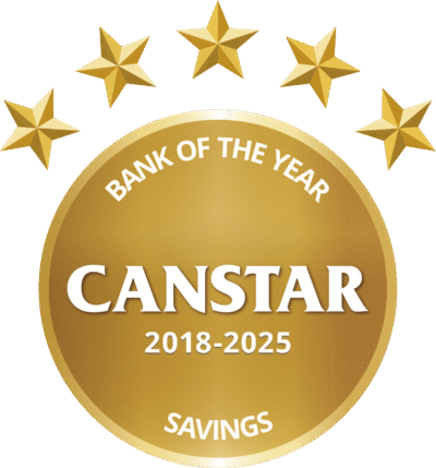 Canstar 2018-2025 Bank of the Year for Savings
